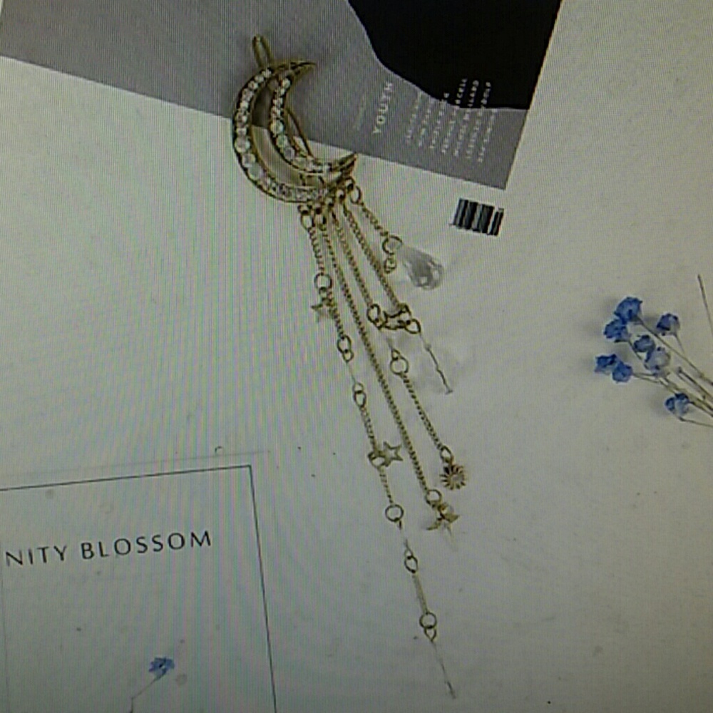 Moon tassel beads dangle hair clip